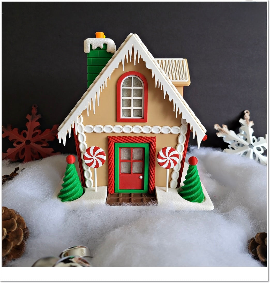 Gingerbread House | Christmas Decoration | Festive Holiday Centrepiece | Toy Village Display | Chocolates Storage | Complete with Flickering LED Tea Lights