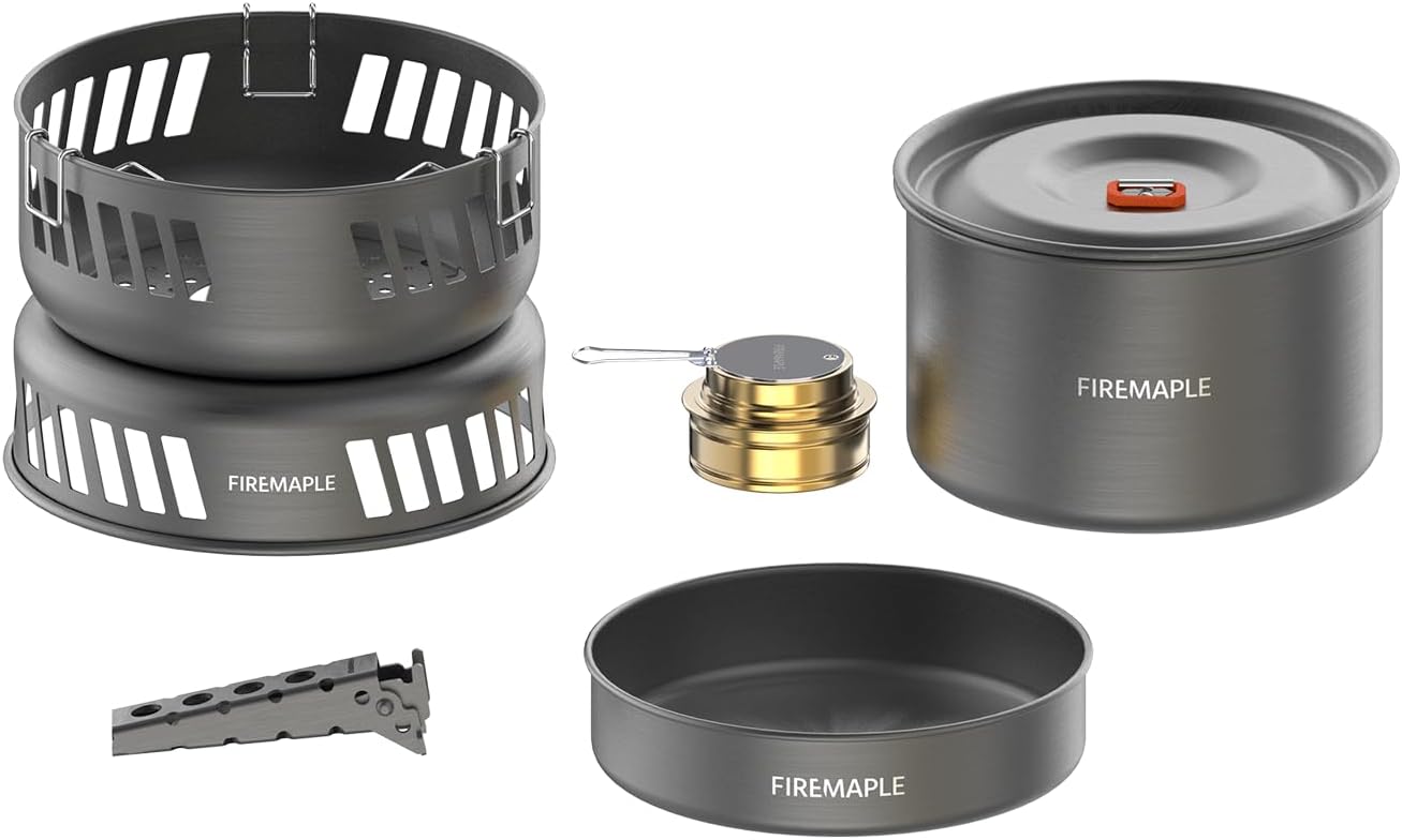 Firemaple Cooking Kit with Pans and Alcohol Burner