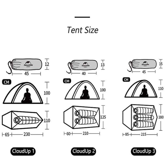 Naturehike Cloud Up 2 Updated Version With Mat 20D (Various Colours)