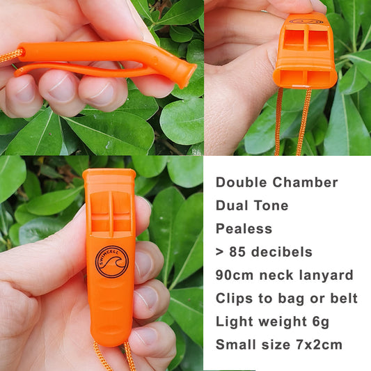 Orange Emergency Whistle For Swimming - Pack of 3