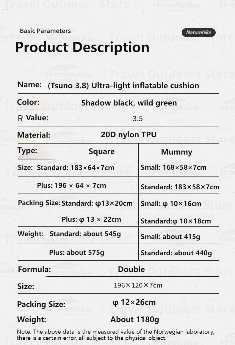 Naturehike Ultralight sleeping Pad (Large) R 3.5