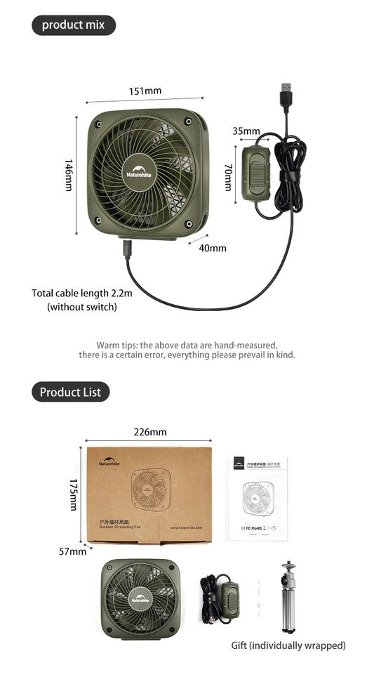 Naturehike USB powered Camping Fan with Speed control