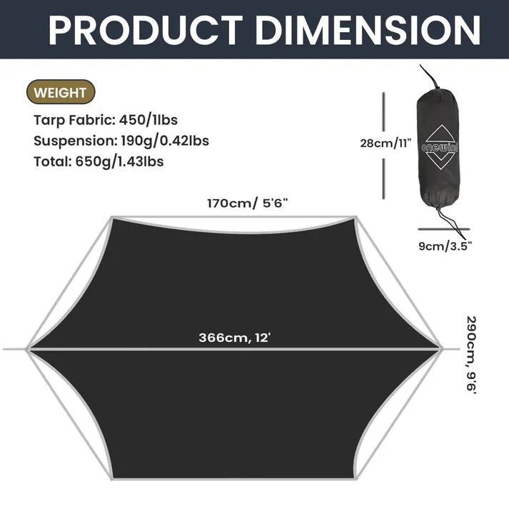 Onewind Nebula 12' Hexagonal Tarp Hammock Rain Fly