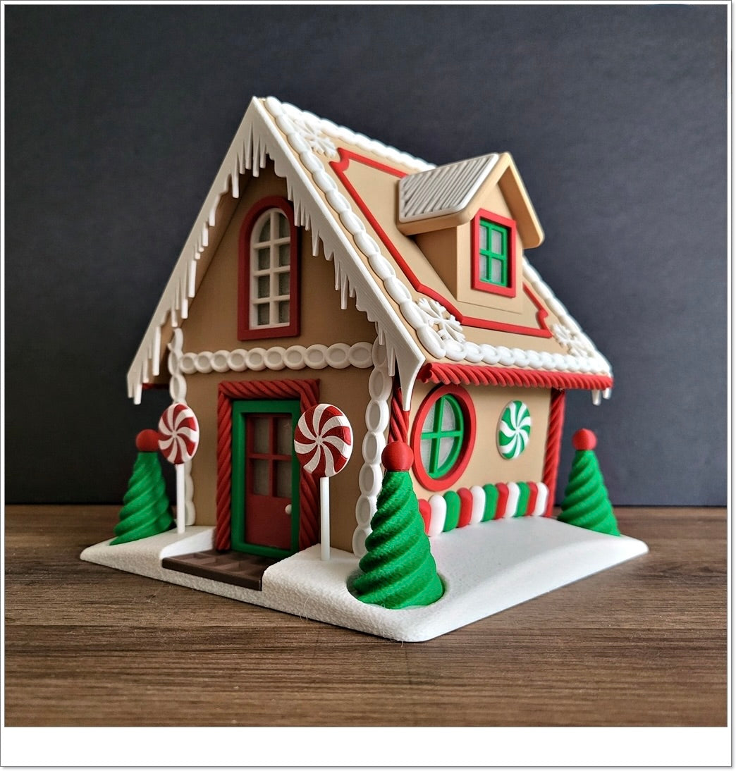 Gingerbread House | Christmas Decoration | Festive Holiday Centrepiece | Toy Village Display | Chocolates Storage | Complete with Flickering LED Tea Lights