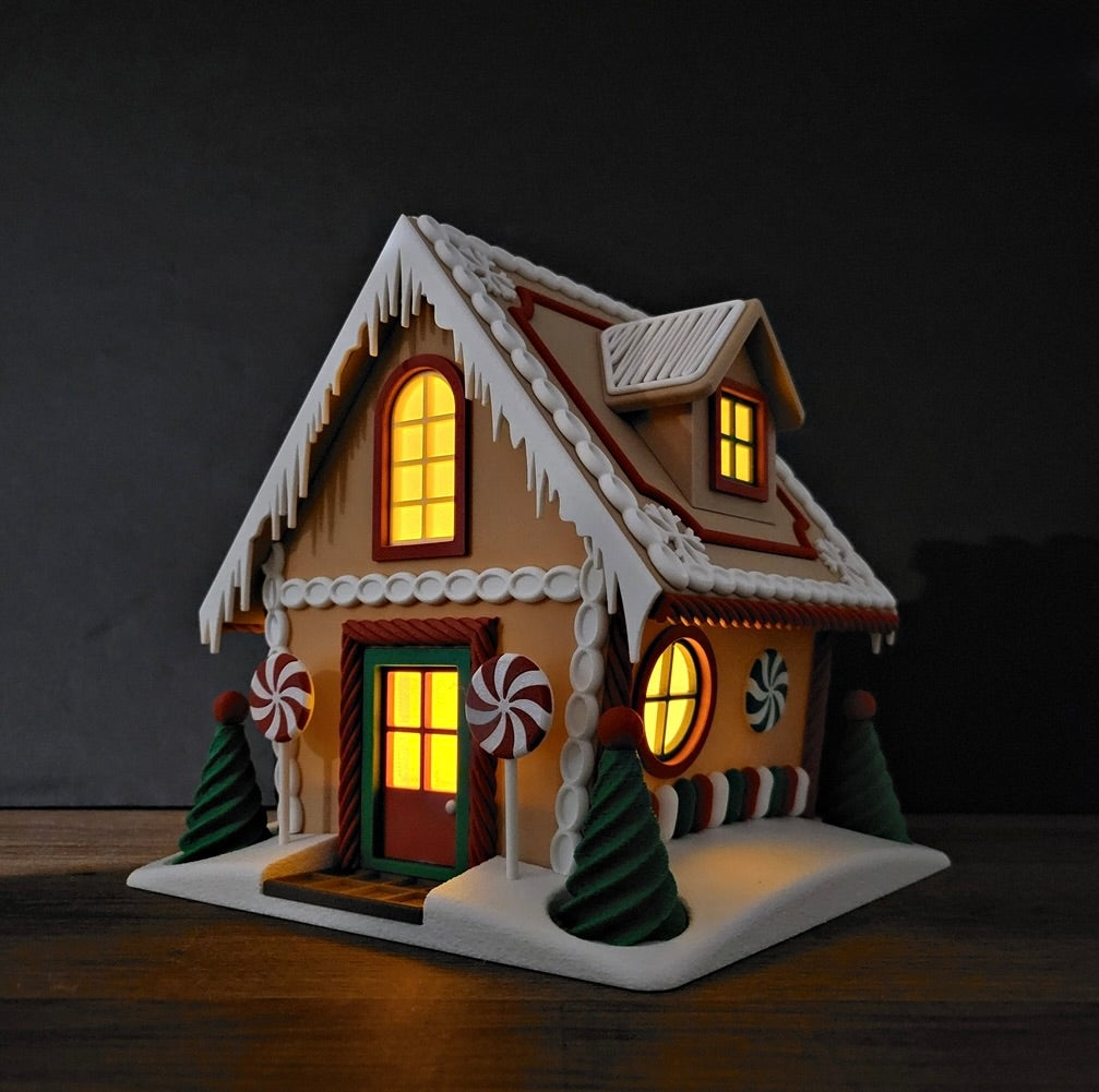 Gingerbread House | Christmas Decoration | Festive Holiday Centrepiece | Toy Village Display | Chocolates Storage | Complete with Flickering LED Tea Lights