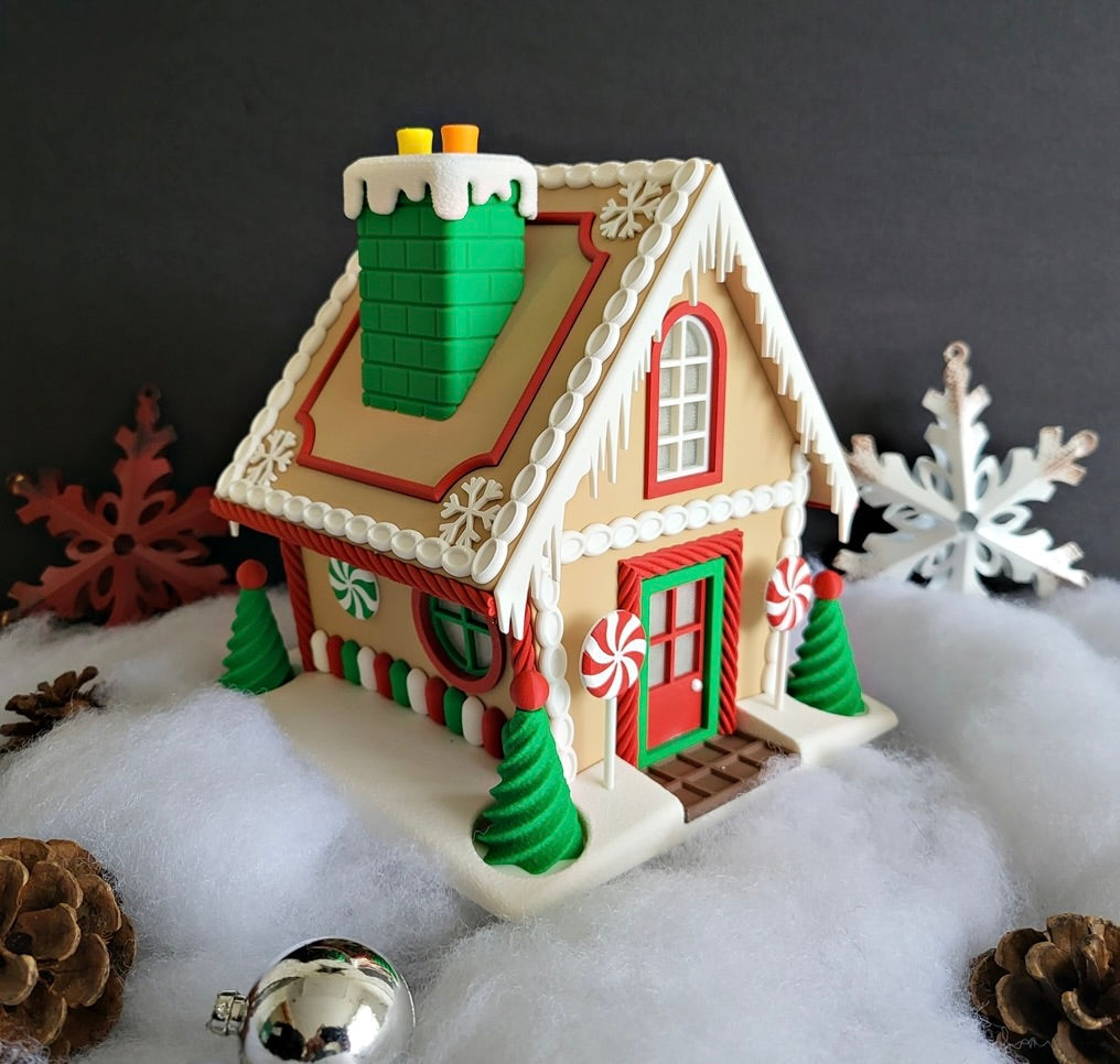 Gingerbread House | Christmas Decoration | Festive Holiday Centrepiece | Toy Village Display | Chocolates Storage | Complete with Flickering LED Tea Lights