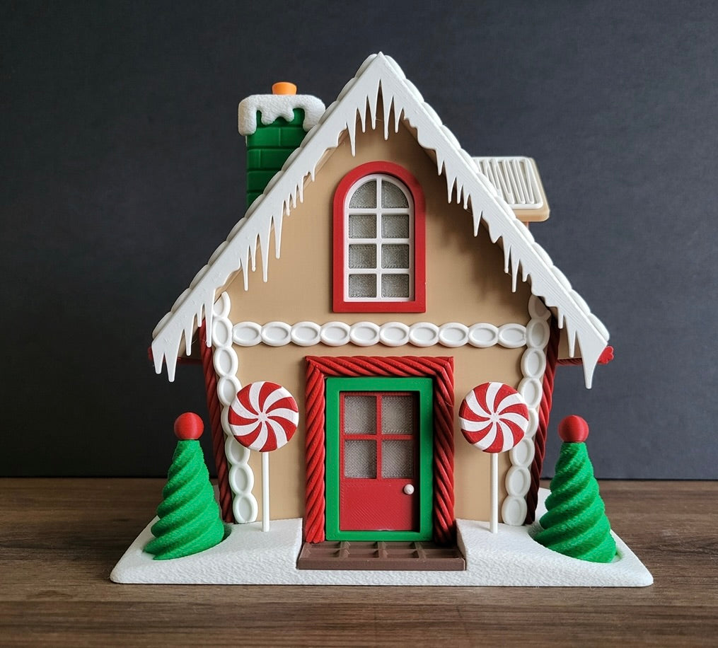 Gingerbread House | Christmas Decoration | Festive Holiday Centrepiece | Toy Village Display | Chocolates Storage | Complete with Flickering LED Tea Lights