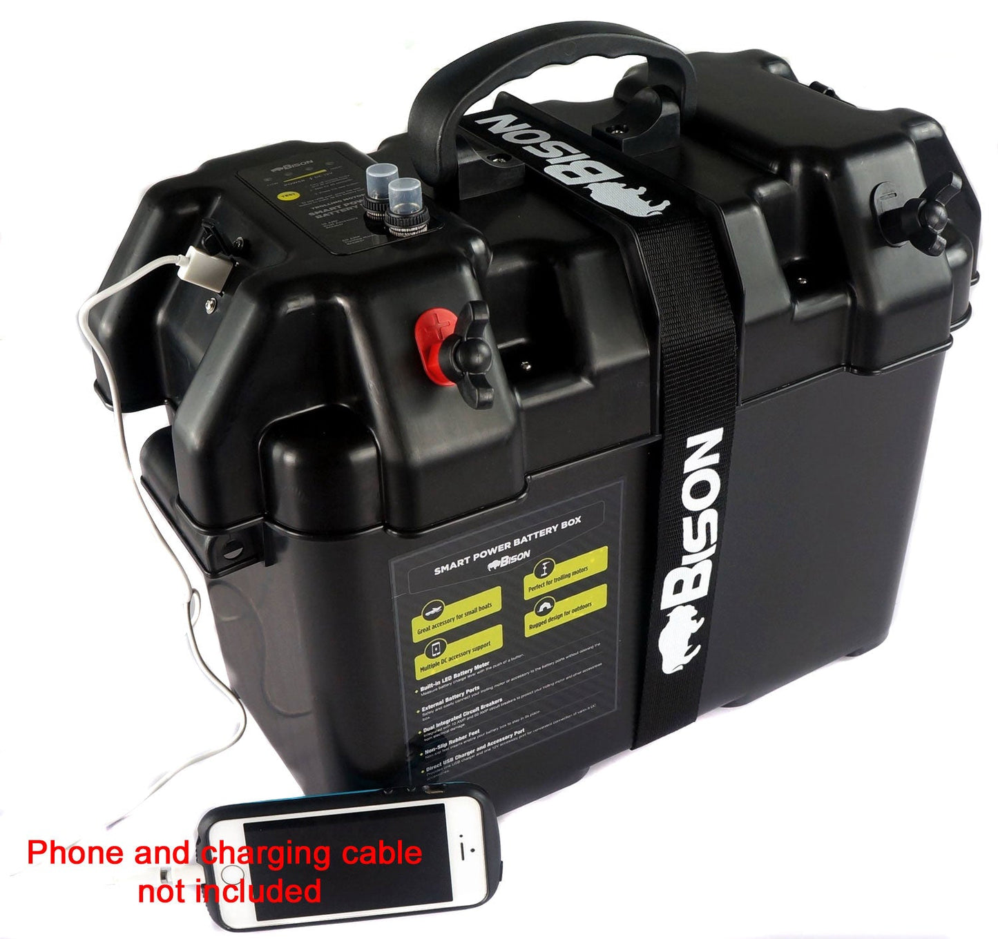 ELECTRIC OUTBOARD BATTERY BOX CARRIER WITH USB CHARGER, BREAKER & 12V SOCKET