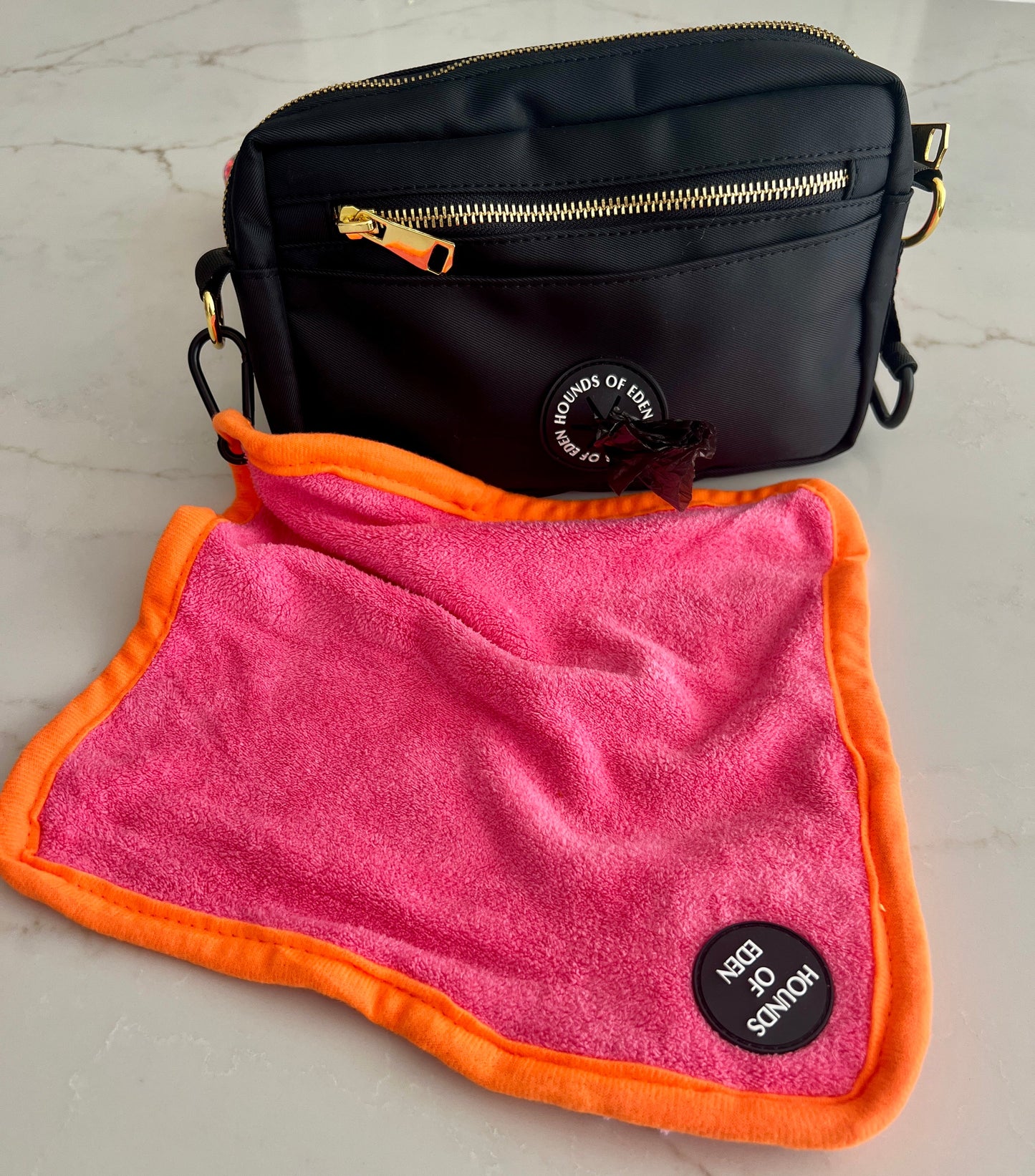 Mini Dog Towel + Clip, Grey & Black