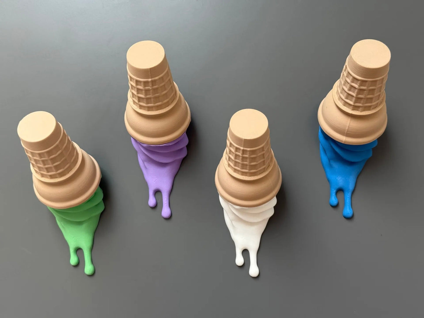 Melting Ice Cream Wall Hook | Fridge Magnet | 3D Printed Home Decor | Colourful Hook Set