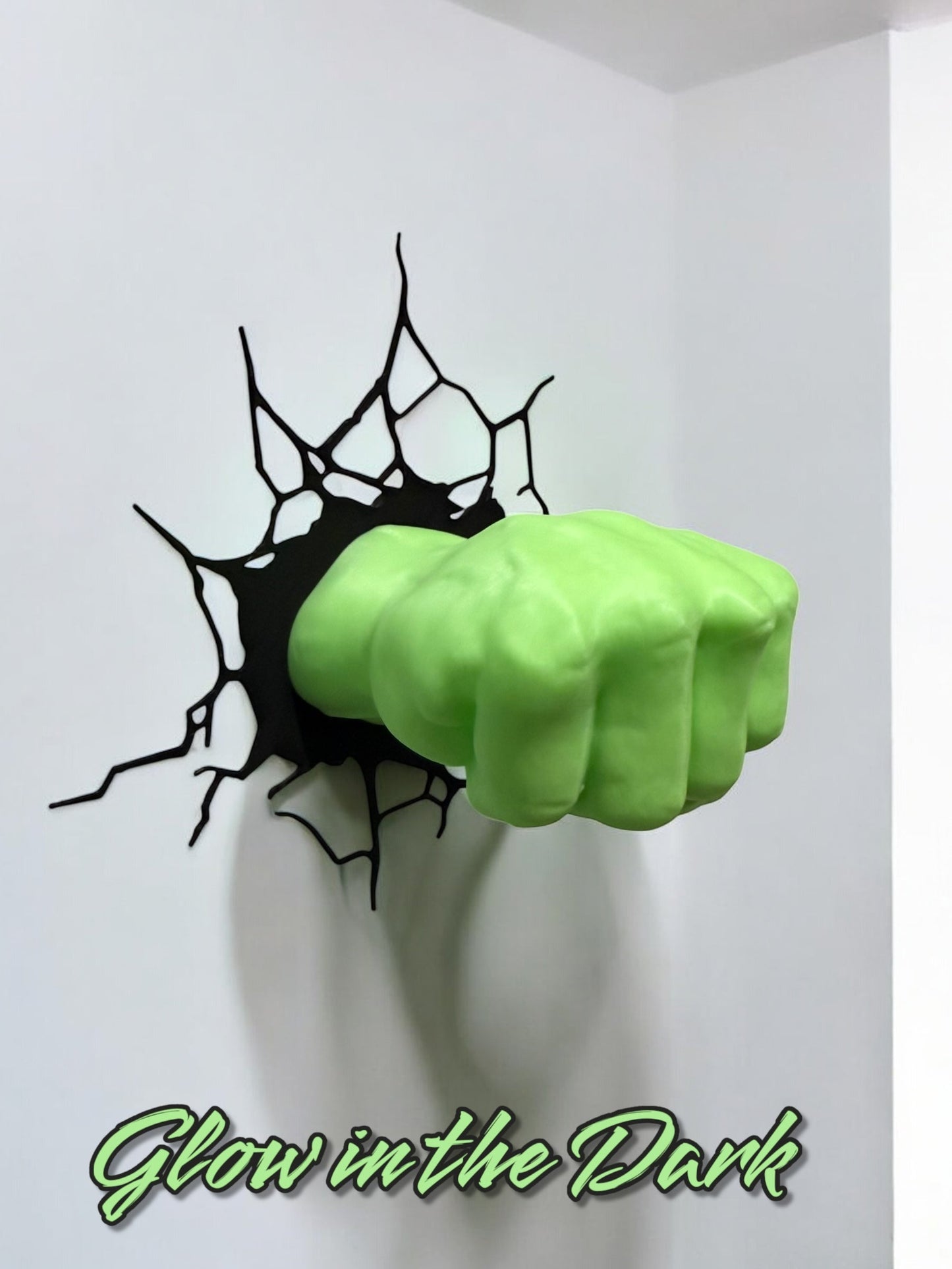 Hulk Smash Wall Decor | 3D Wall Art | Superhero Room Decor | Hulk Fist Wall Mount | Magnetic Mount | Green or Glow In Dark