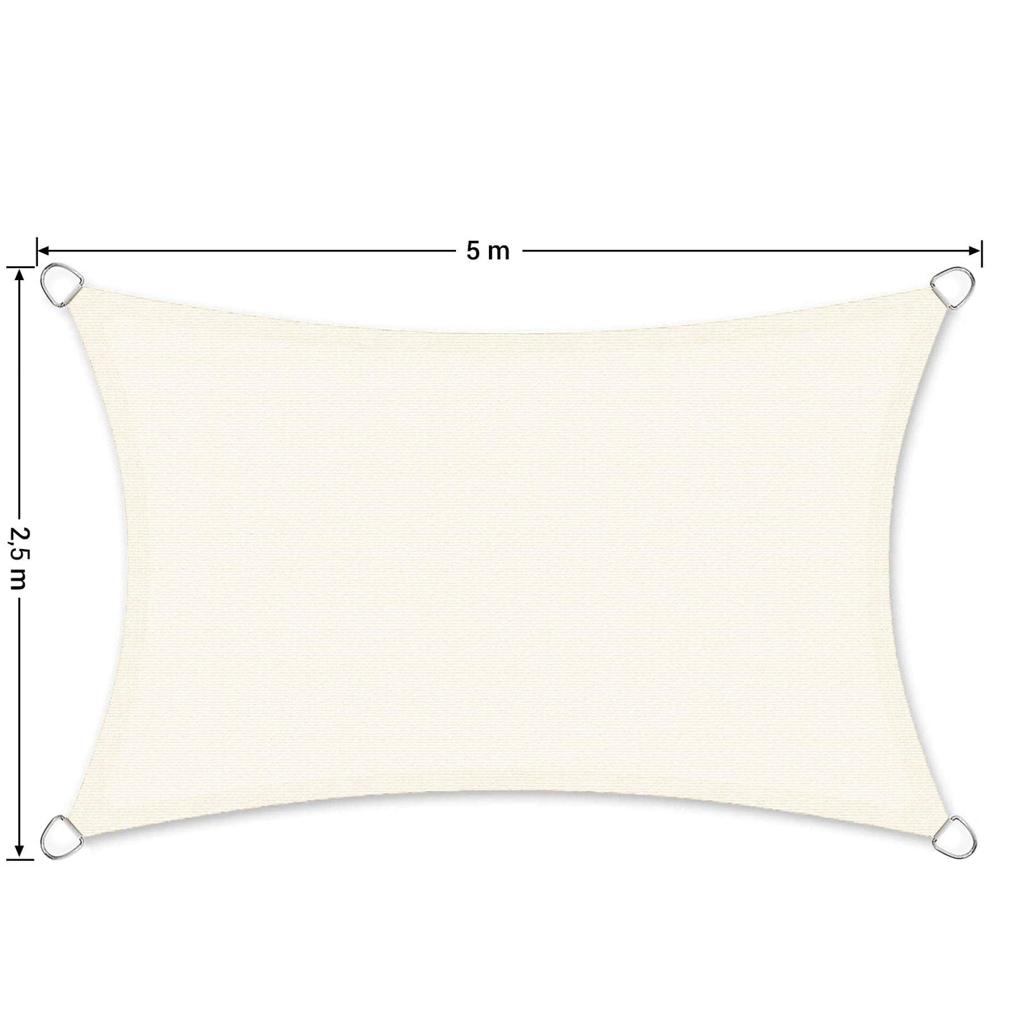 SONGMICS Shade Sail 2.5 x 5 m, HDPE Sun Protection Fabric, Breathable, Water-Permeable, Terrace, Garden, Balcony, Camping, Rectangular, Concave, Beige