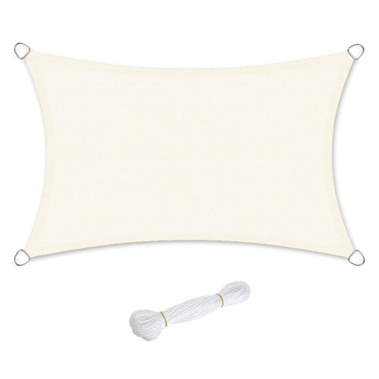 SONGMICS Shade Sail 2.5 x 5 m, HDPE Sun Protection Fabric, Breathable, Water-Permeable, Terrace, Garden, Balcony, Camping, Rectangular, Concave, Beige