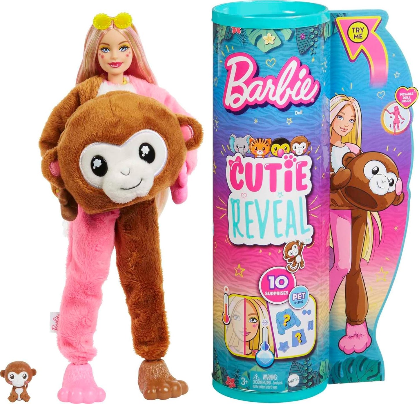 Barbie Cutie Reveal Doll with Monkey Plush Costume
