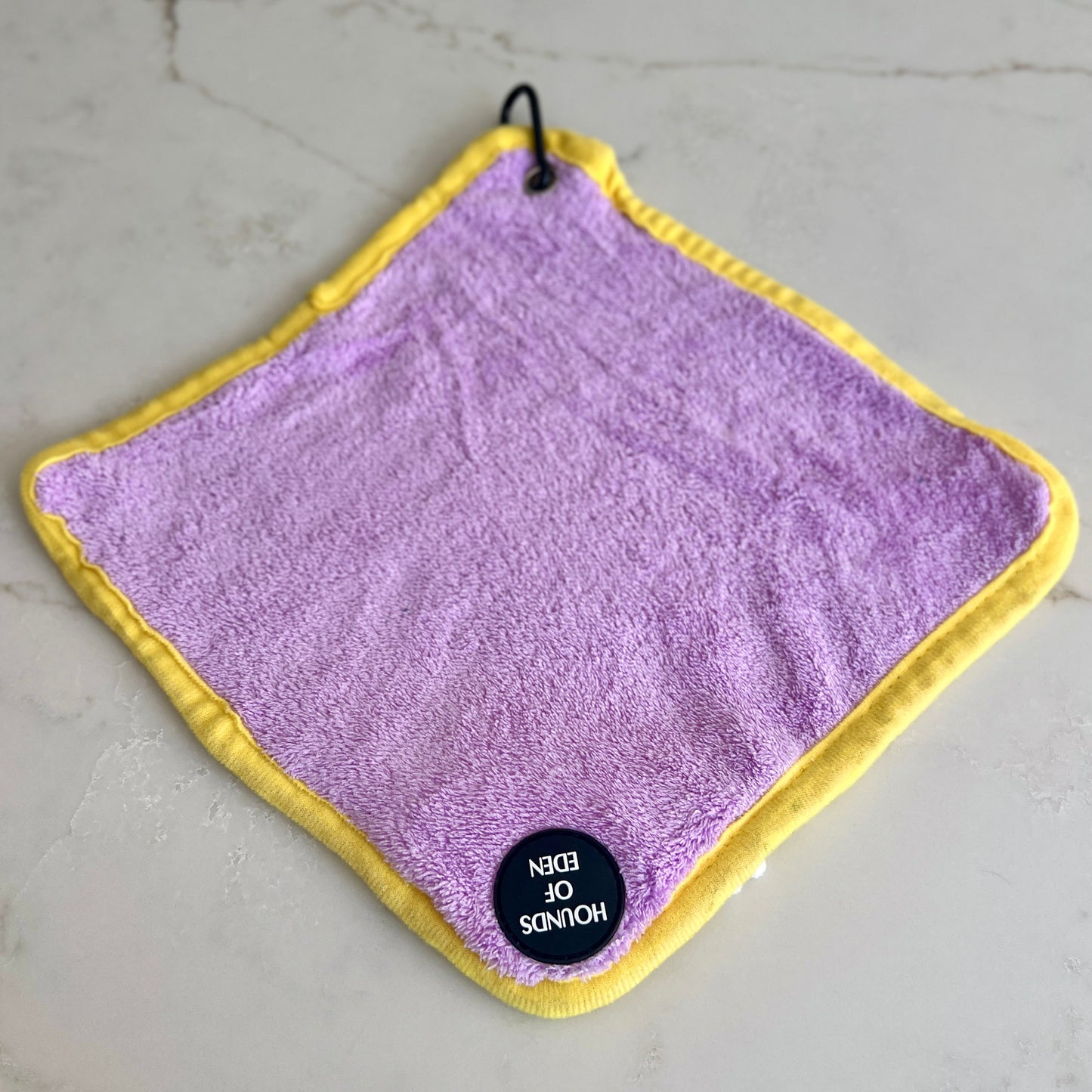 Mini Dog Towel + Clip, Lilac & Yellow