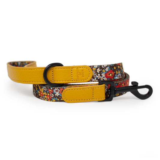 Retro Bloom Leather Dog Lead