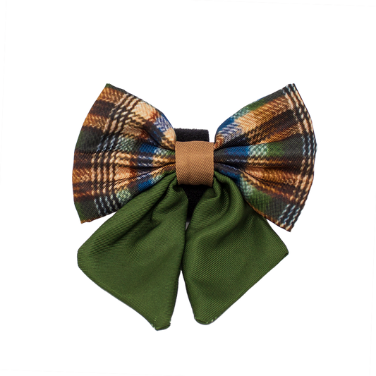 Oak Forest Plaid Dog Sailor Bow Tie