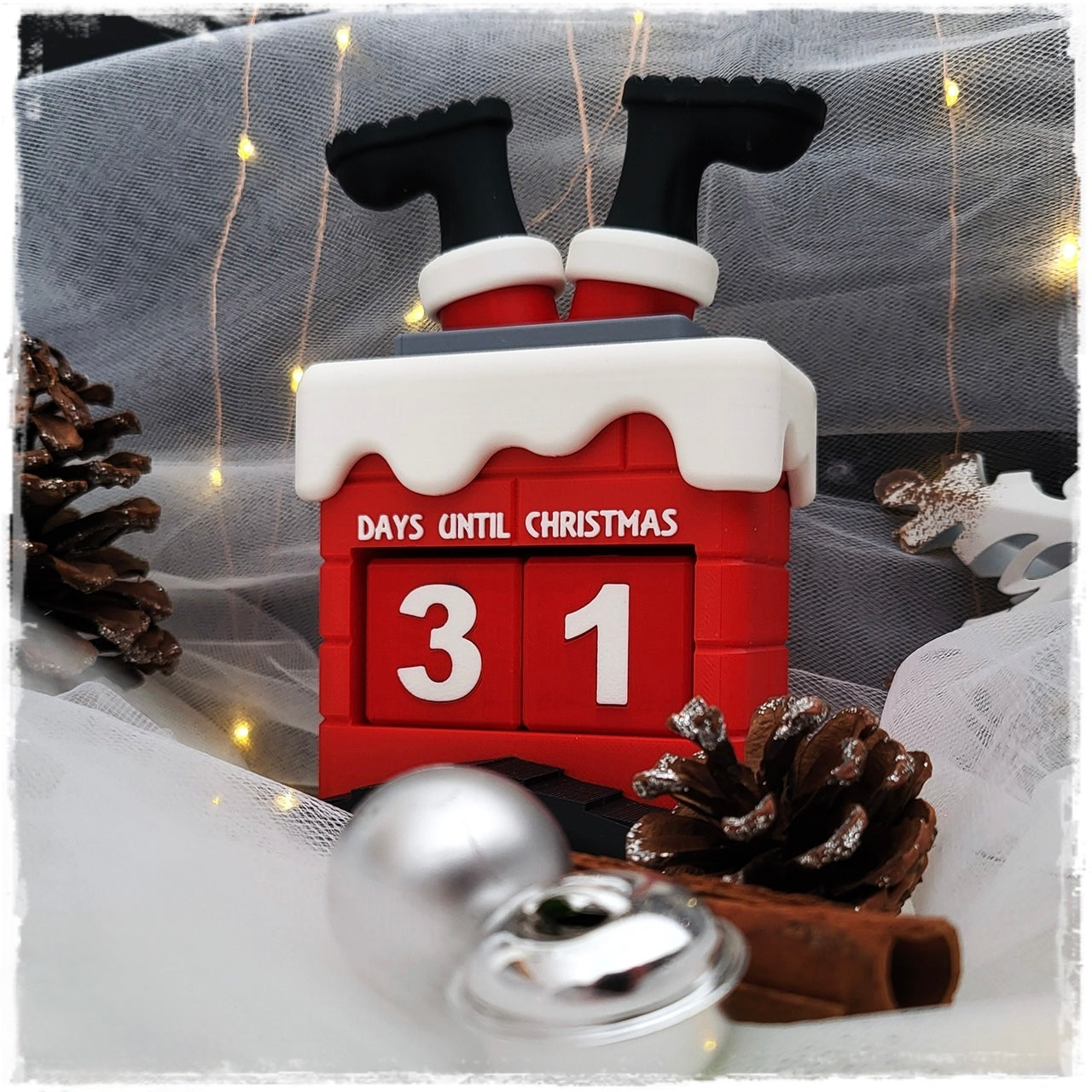 Santa Chimney Christmas Countdown Calendar | 3D Printed Xmas Advent | Festive Decoration | Days Until Christmas Display