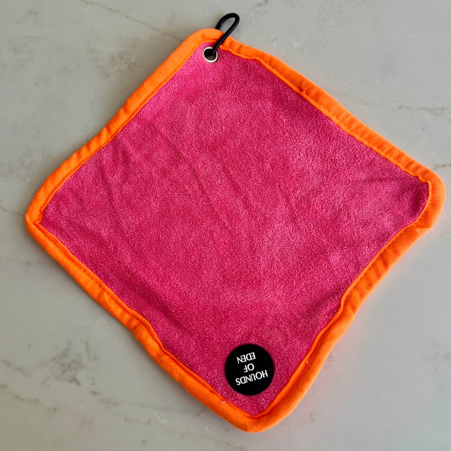 Mini Dog Towel + Clip, Pink & Orange