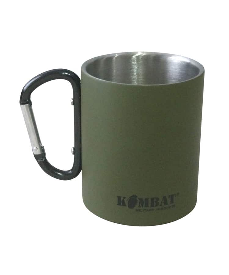 Kombat Carabiner Mug Stainless Steel - Olive Green
