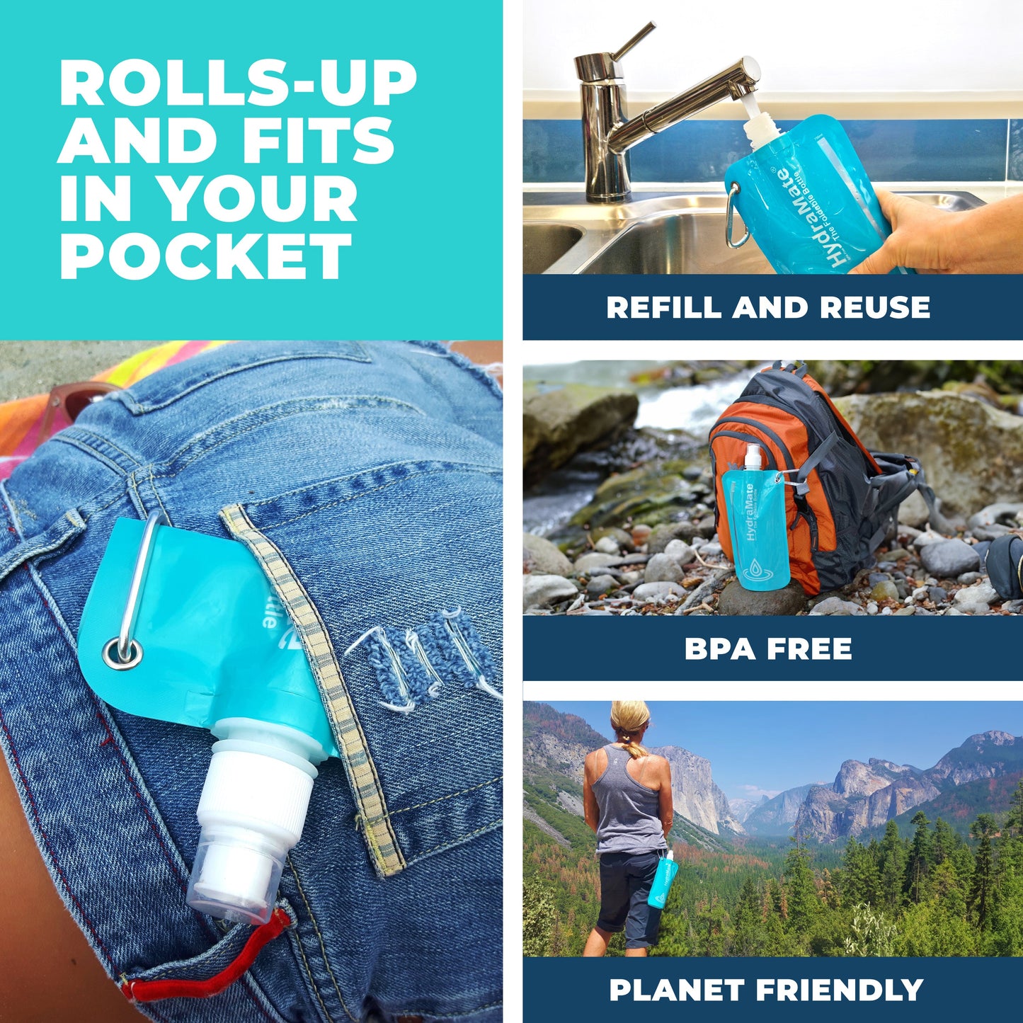 HydraMate Foldable Bottle - Collapsible 750ml