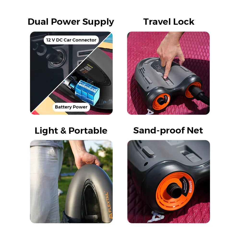 Flextail Gear EVO SUP PUMP PRO -45PSI & 8000mAh Built-in Battery SUP & Tire Pump
