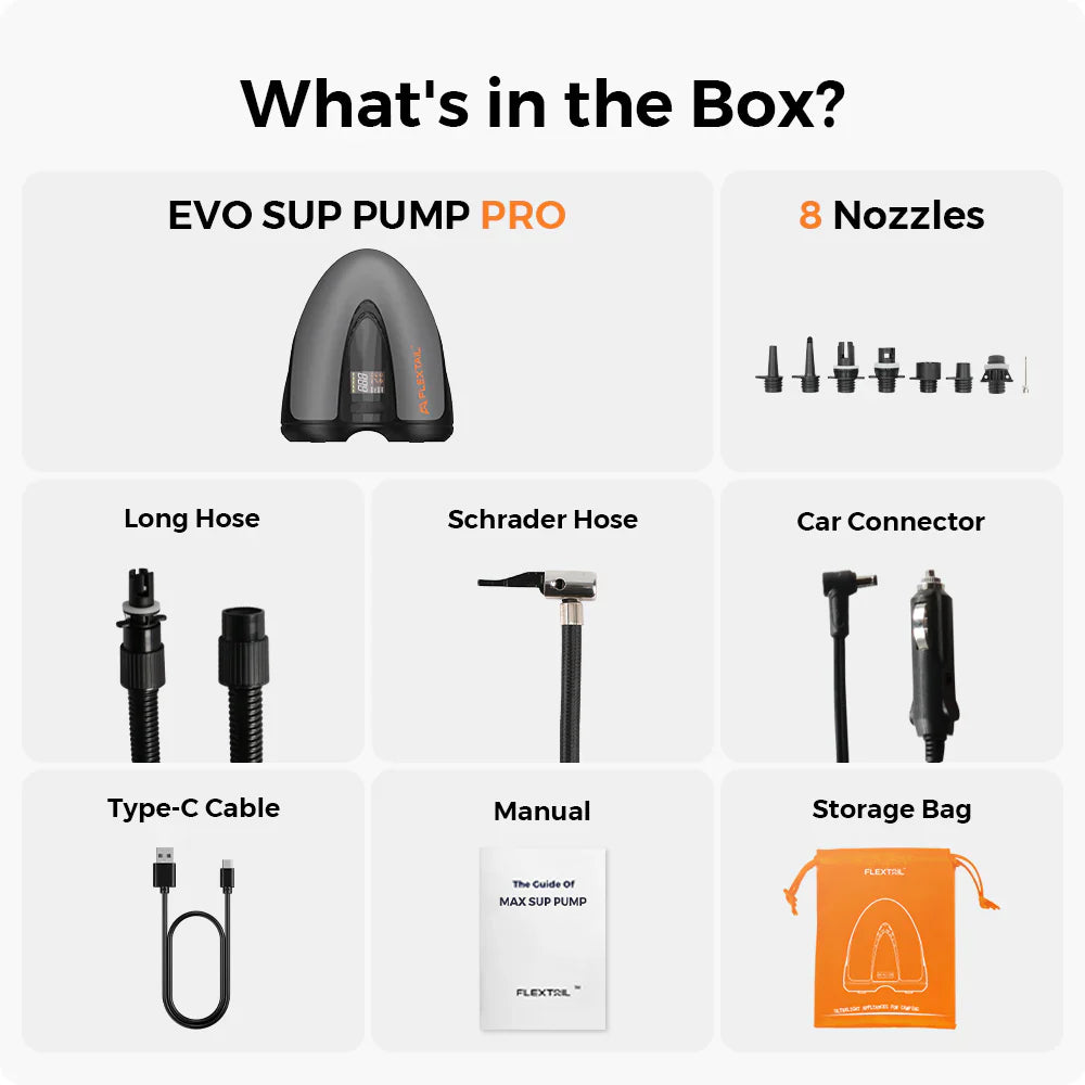 Flextail Gear EVO SUP PUMP PRO -45PSI & 8000mAh Built-in Battery SUP & Tire Pump
