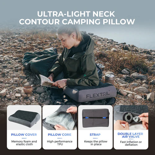 Flextail ZERO Pillow - B Shape Inflatable Camping Air Pillow (Thick Version)