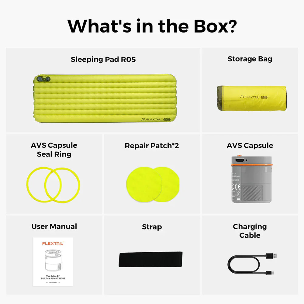 Flextail Gear Tiny Sleeping Pad R03 AVS - 3.5 R-Value 3 Season Sleeping Pad with Pump (Regular)