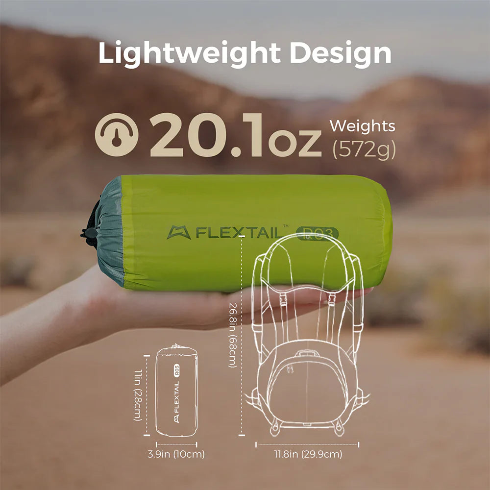 Flextail Gear Tiny Sleeping Pad R03 AVS - 3.5 L-Value 3 Season Sleeping Pad with Pump (Large)