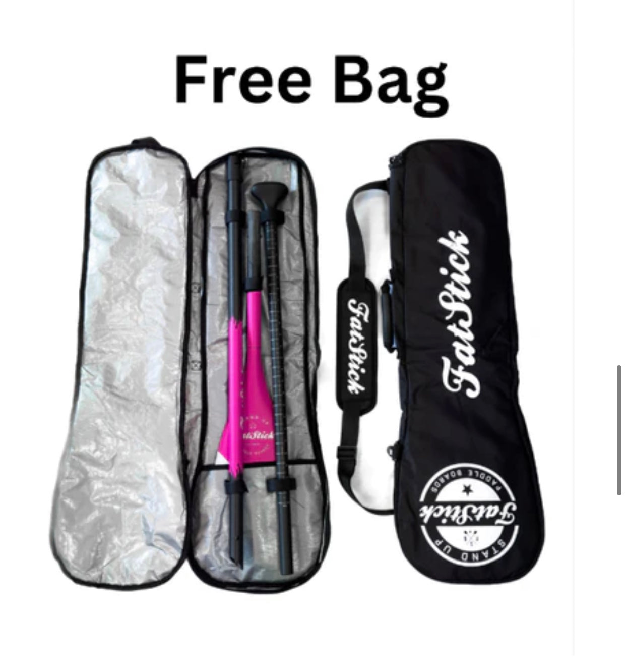 FREE BAG | 3 Piece Full Carbon Paddle Board Paddle - Blue/Pink/Black