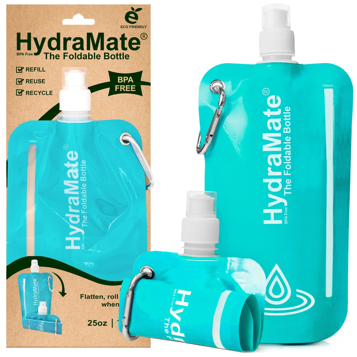 HydraMate Foldable Bottle - Collapsible 750ml