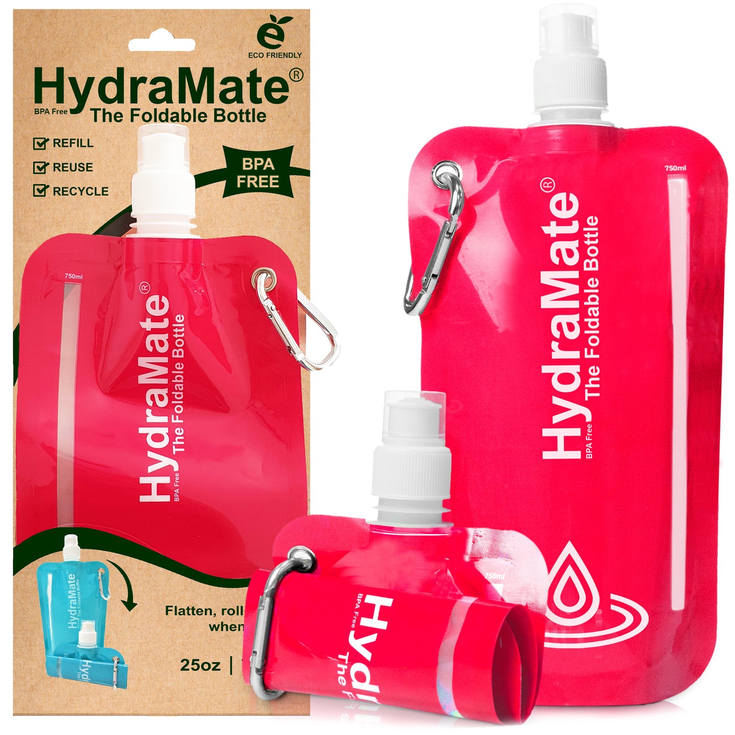 HydraMate Foldable Bottle - Collapsible 750ml