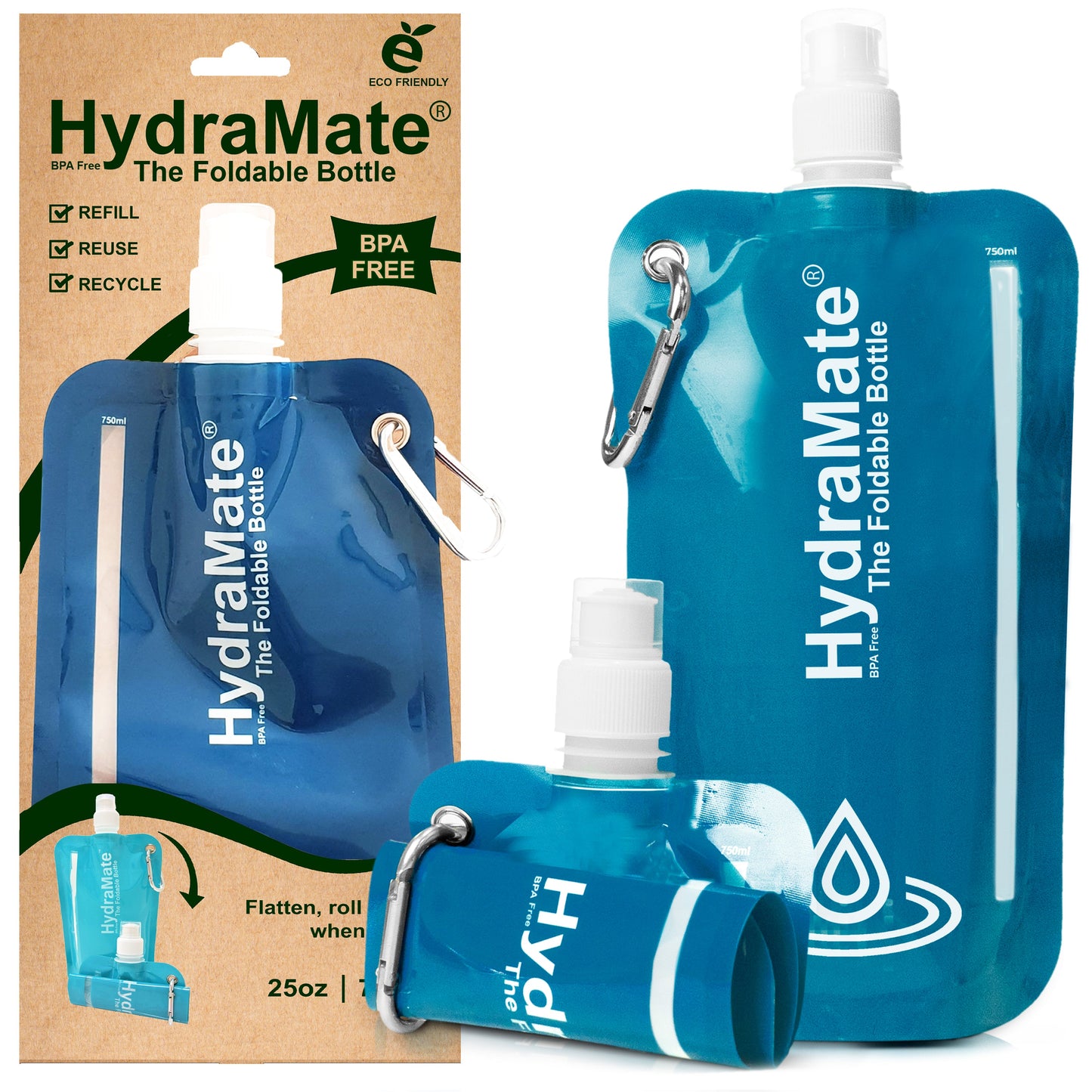 HydraMate Foldable Bottle - Collapsible 750ml