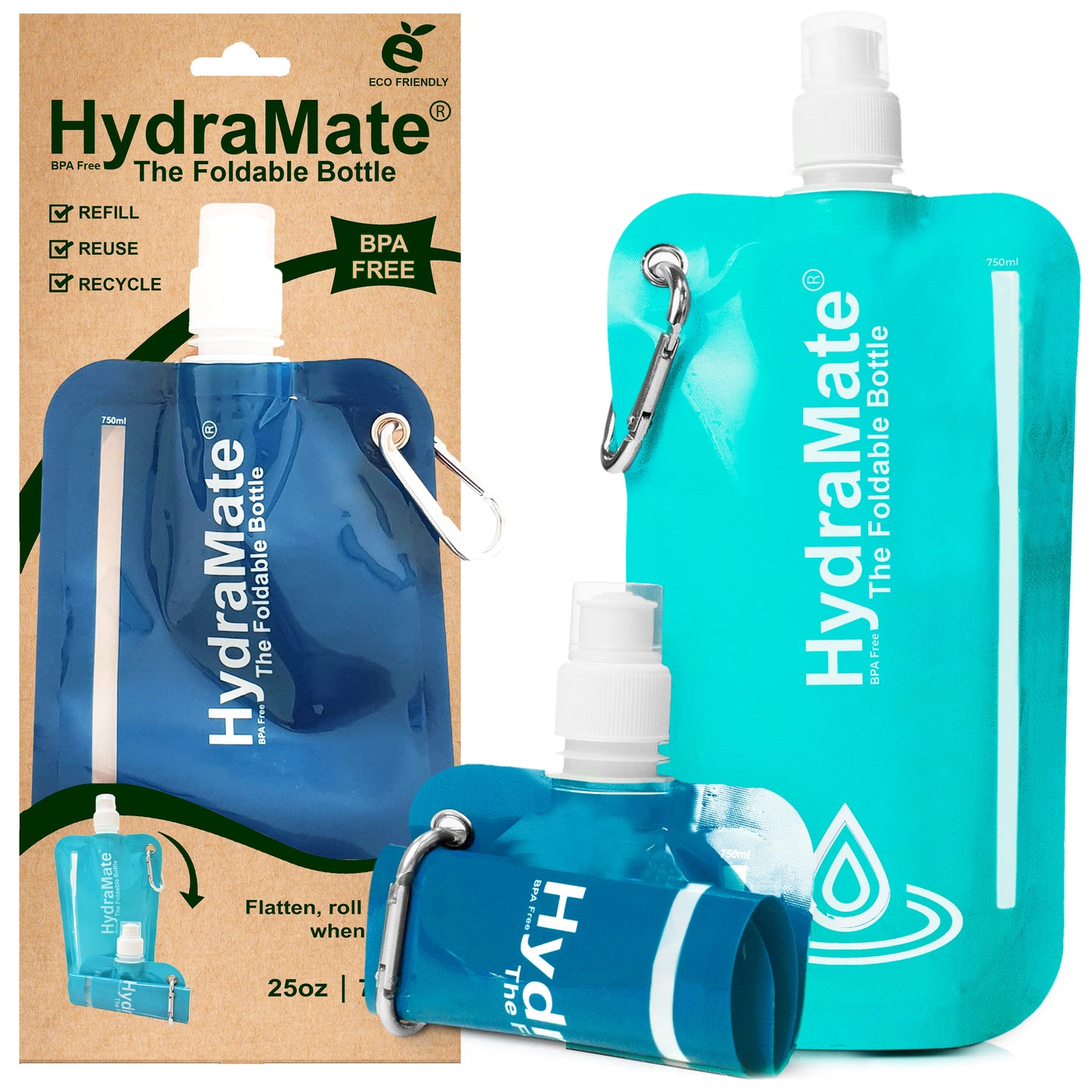 HydraMate Foldable Bottle - Collapsible 750ml