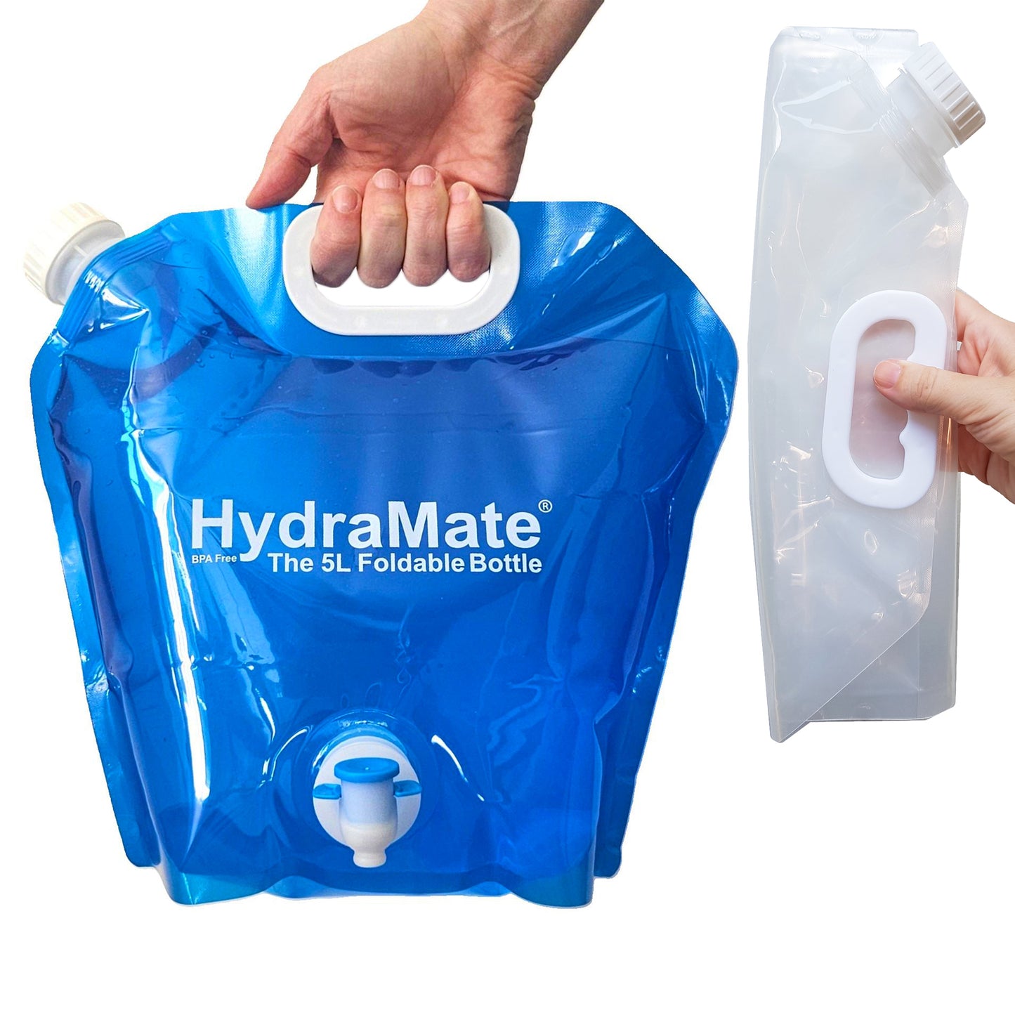 HydraMate 5L Water Carrier Collapsible Bottle Pack of 2.