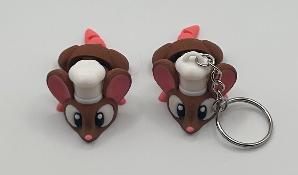 3D Printed Flexi Chef Mouse | Articulated Fidget Toy | Cute Desk Buddy | Keychain | Keyring Gift for Mouse Lovers