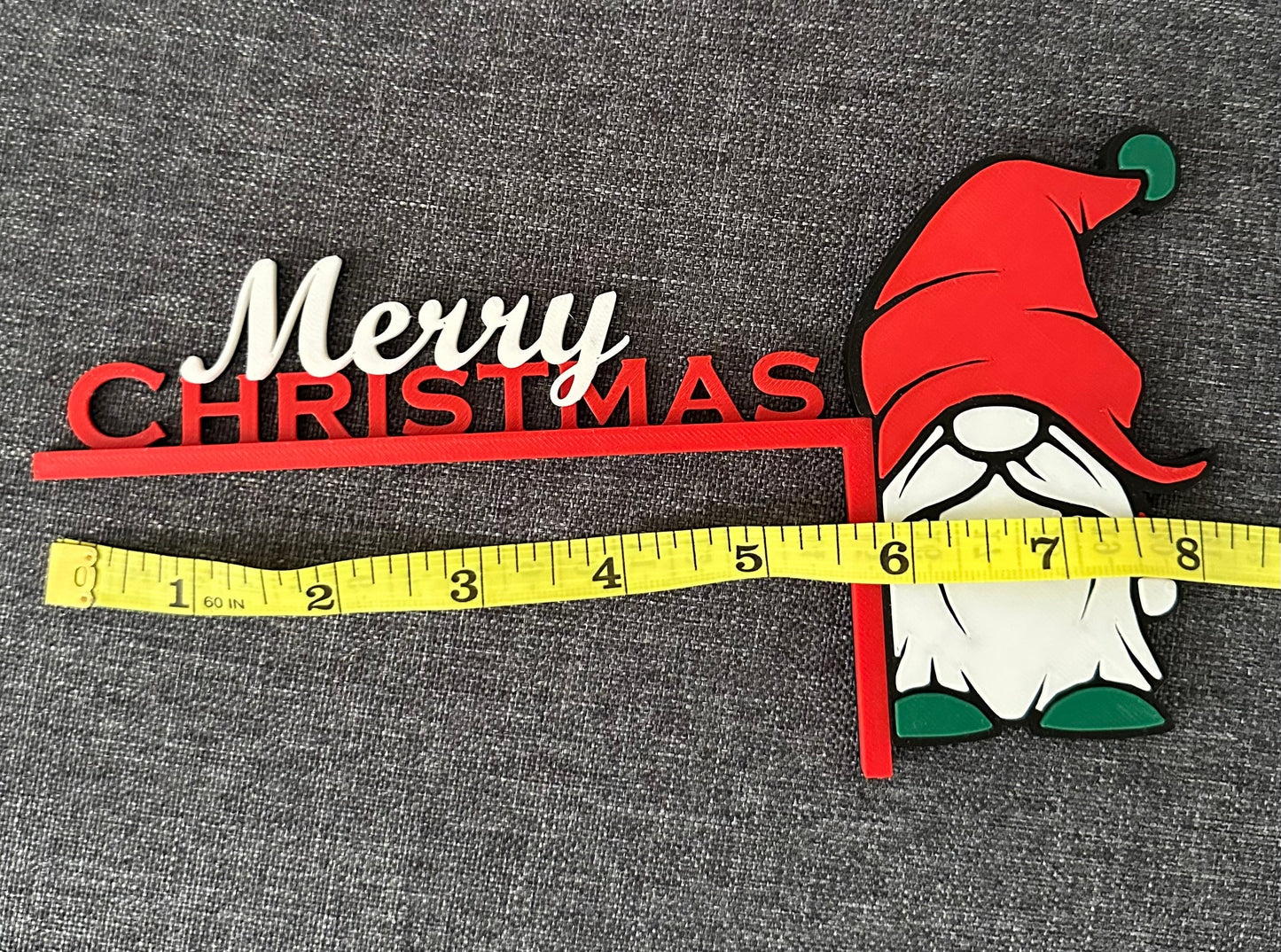 Merry Christmas Gnome Gonk Door Corner Sign | 3D Printed Christmas Decor | Holiday Door Decoration | Festive Ornament
