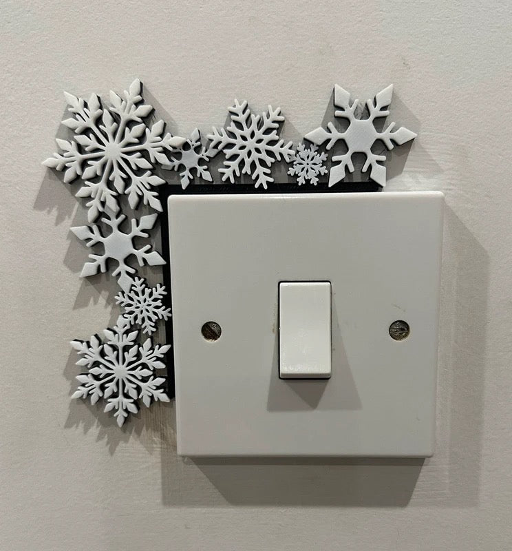 3D Printed Snowflake Light Switch Frame | Christmas Home Decor | Festive Wall Decoration | Winter Room Accent