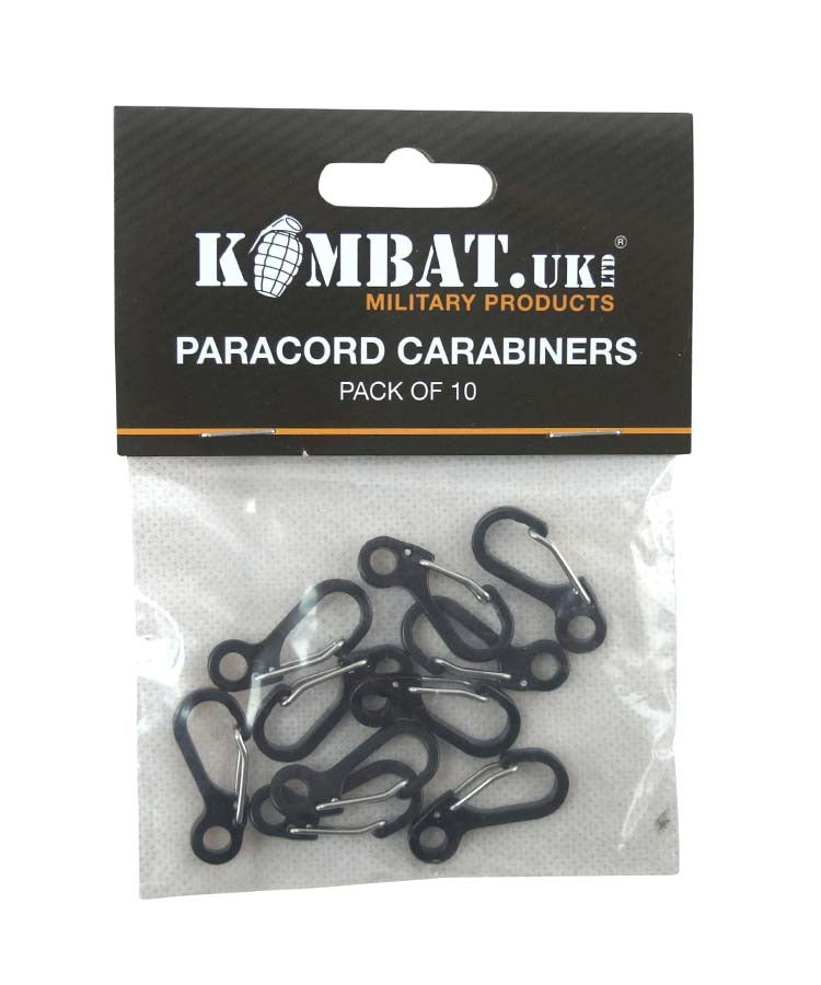 Kombat Paracord Carabiners Metal - 10 Pack - Black