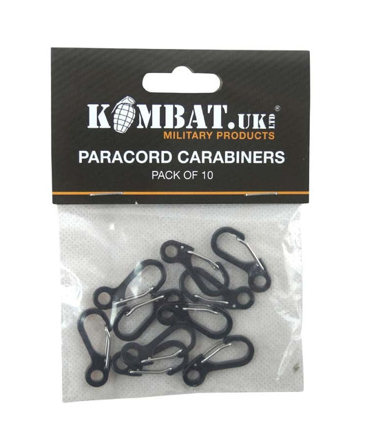 Kombat Paracord Carabiners Metal - 10 Pack - Black