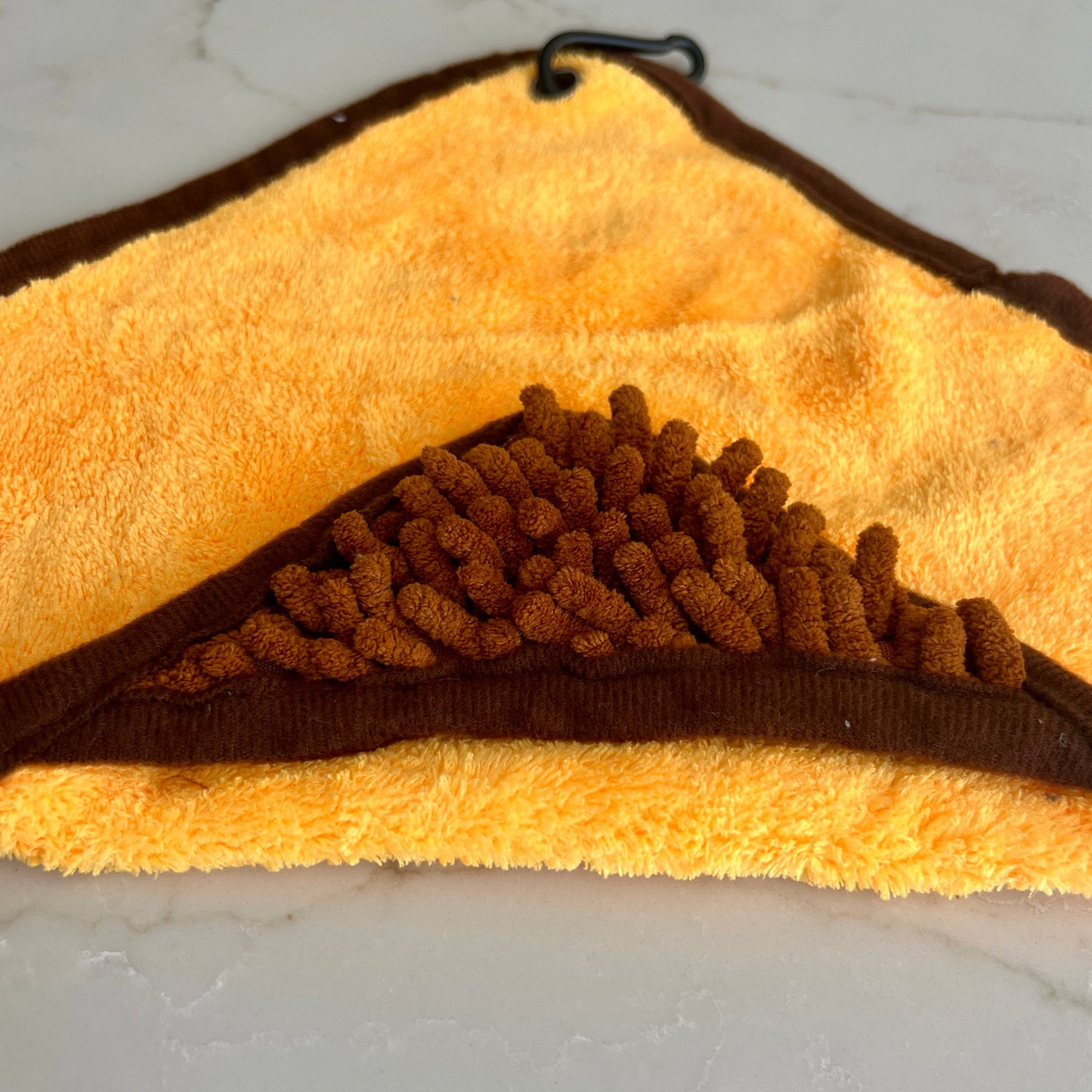 Mini Dog Towel + Clip, Yellow & Brown
