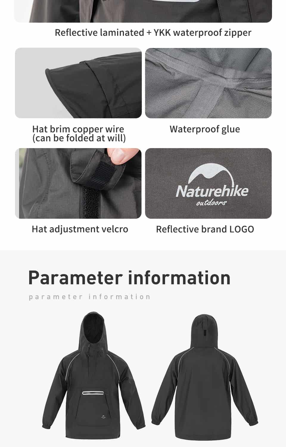 Naturehike Short hooded Lightweight Raincoat