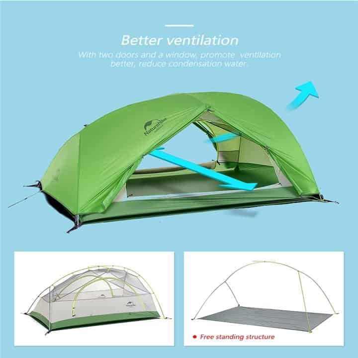 Naturehike Star-River 2 Lightweight 2-Man Tent With Mat (Various Colours)