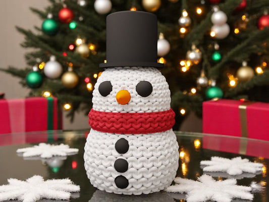 Knitted Effect Snowman Christmas Decoration