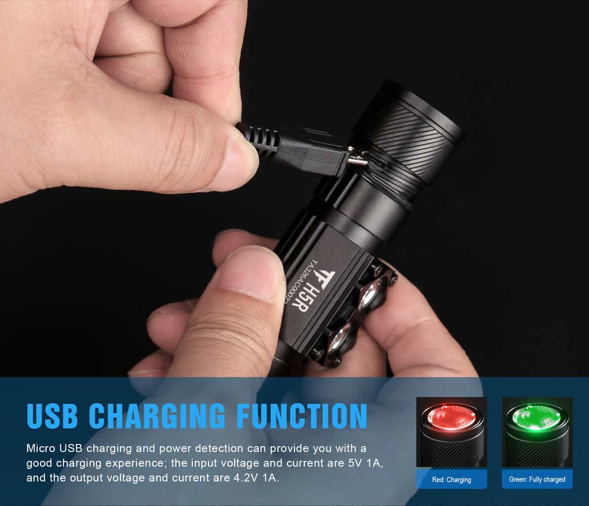 Trustfire H5R Headlamp 600 Lumens 18650 Battery Light IP68