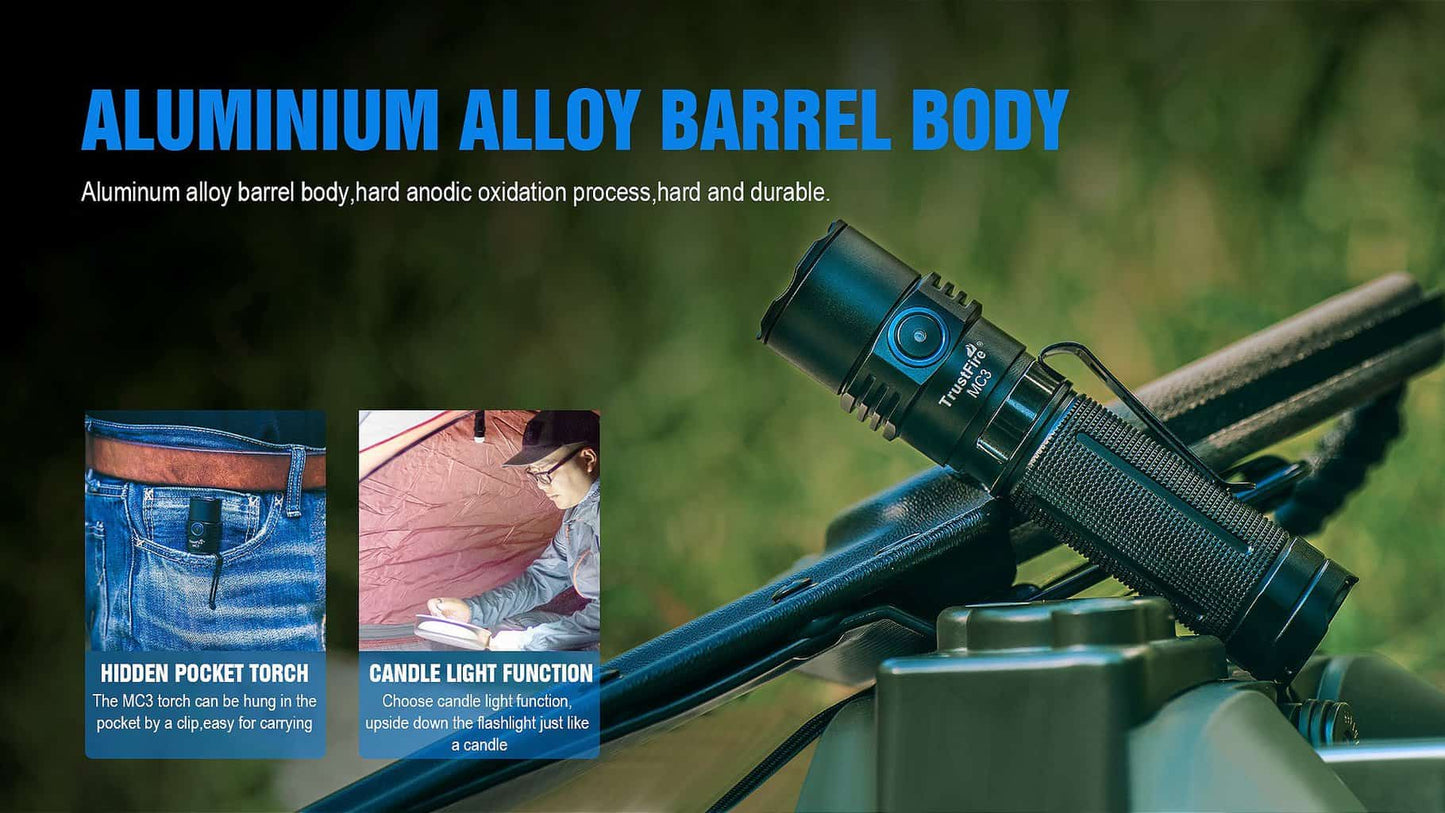 Trustfire MC3 EDC Magnetic Rechargeable Led Flashlight 2500Lumens