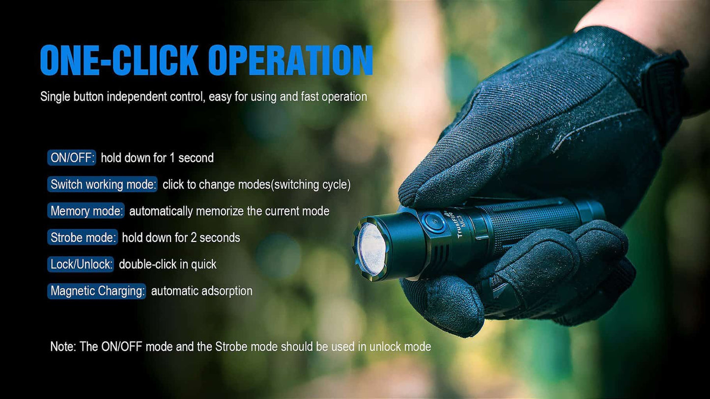 Trustfire MC3 EDC Magnetic Rechargeable Led Flashlight 2500Lumens