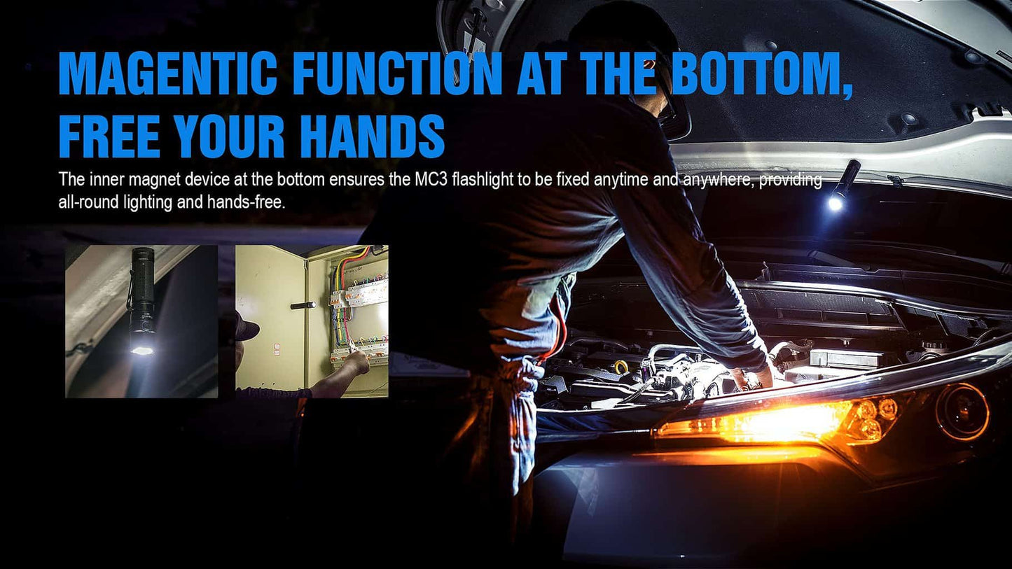 Trustfire MC3 EDC Magnetic Rechargeable Led Flashlight 2500Lumens