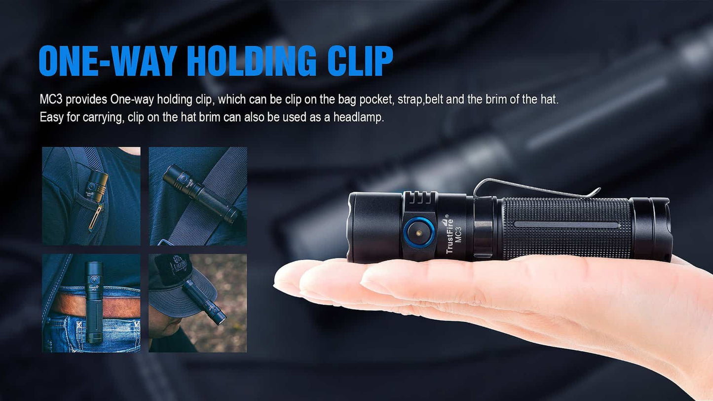 Trustfire MC3 EDC Magnetic Rechargeable Led Flashlight 2500Lumens